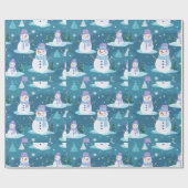 Schneebäume Schneeflocken Moderne Weihnachten Geschenkpapier (Flach)