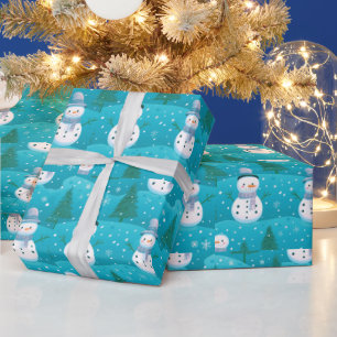 Schneebäume Schneeflocken Moderne Weihnachten Geschenkpapier