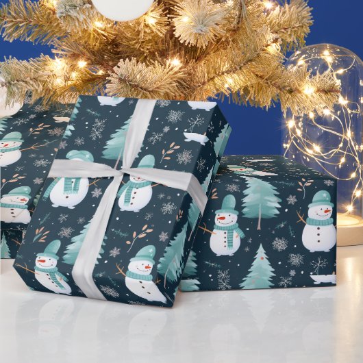 Schneebäume Schneeflocken Moderne Weihnachten Geschenkpapier (Feiertage)