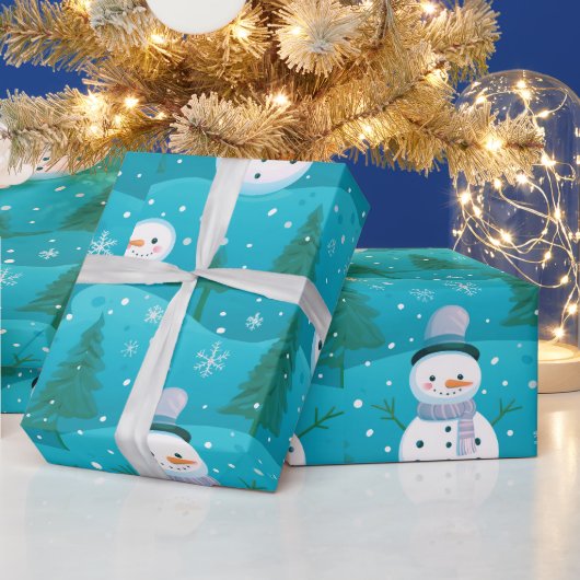 Schneebäume Schneeflocken Moderne Weihnachten Geschenkpapier (Feiertage)