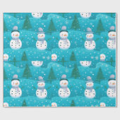 Schneebäume Schneeflocken Moderne Weihnachten Geschenkpapier (Flach)