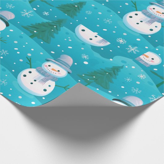 Schneebäume Schneeflocken Moderne Weihnachten Geschenkpapier (Ecke)