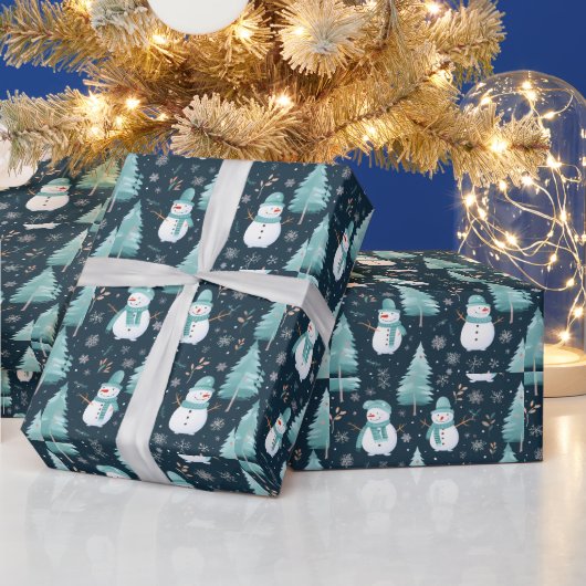 Schneebäume Schneeflocken Moderne Weihnachten Geschenkpapier (Feiertage)