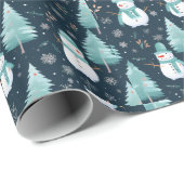 Schneebäume Schneeflocken Moderne Weihnachten Geschenkpapier (Rolleneckpunkt)