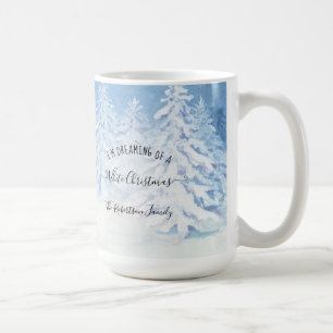 Schneebäume träumen weiße Weihnachtsfamilie Kaffeetasse