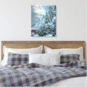 Schneebaume über die Landschaft der Covered Bridge Leinwanddruck (Insitu (Schlafzimmer))