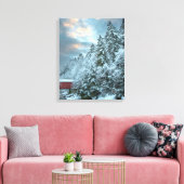 Schneebaume über die Landschaft der Covered Bridge Leinwanddruck (Insitu (Wohnzimmer))