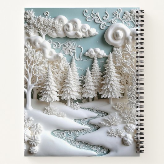 Schneebaume und frostige Muster Notizblock (Rückseite)