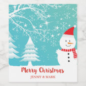 Schneebäume und Schneemann Weinetikett (Einzelnes Label)