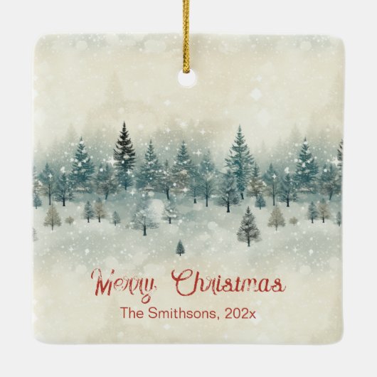 Schneebaume Vintag Keramikornament (Rückseite)