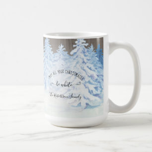 Schneebaume Weihnachten Rustikale Holzfamilie Kaffeetasse