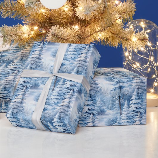 Schneebäume Weihnachtsbäume-Szene gekachelt Wrappi Geschenkpapier (Feiertage)