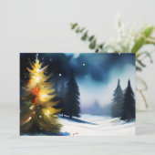 Schneebäume Winterlandschaft Malerei Feiertagskarte (Stehend Vorderseite)