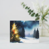 Schneebäume Winterlandschaft Malerei Postkarte (Stehend Vorderseite)