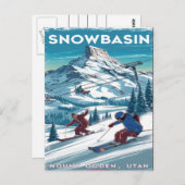 Schneebecken Skifahren auf dem Monte Ogden, Utah Postkarte (Vorne/Hinten)