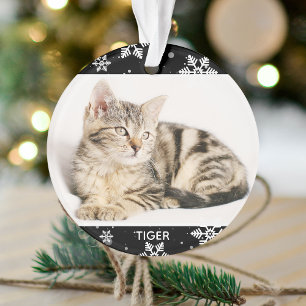 Schneebedeckte 2 Haustiere Foto und Name/s Weihnac Ornament