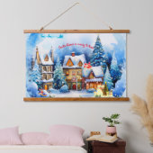 Schneebedeckte Abend-Tapisserie Wandteppich Mit Holzrahmen (Schlafzimmer)