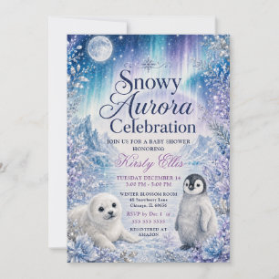 Schneebedeckte Aurora-Baby-Party Einladung