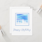 Schneebedeckte Bäume Blaues violettes Wasser Karte (Vorderseite/Rückseite Beispiel)