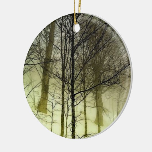 Schneebedeckte Bäume Keramik Ornament (Links)