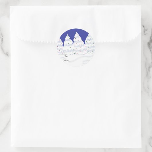 Schneebedeckte Bäume Runder Aufkleber (Tasche)