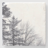 Schneebedeckte Bäume: Vertikal Steinuntersetzer (Vorderseite)