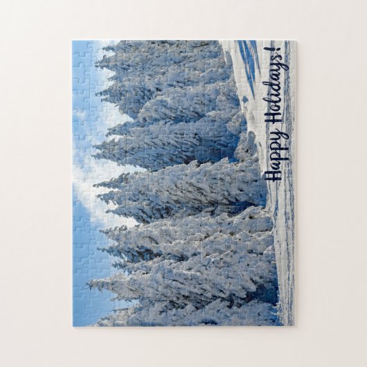 Schneebedeckte Bäume Winter Puzzle (Vertikal)