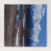 Schneebedeckte Berge am Columbia River Kanada Puzzle (Horizontal)