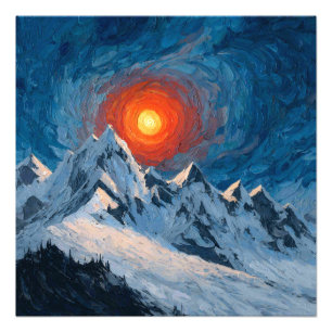 Schneebedeckte Berge Fotodruck