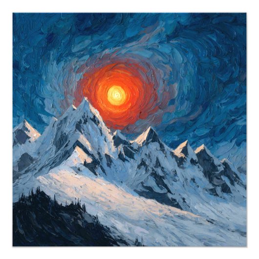 Schneebedeckte Berge Fotodruck (Vorne)
