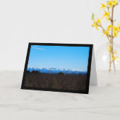 Schneebedeckte Berge hinter Persimmonfeld Karte (Gelbe Blume)
