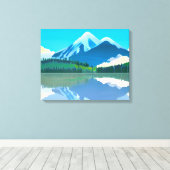 Schneebedeckte Berge in einem See Leinwanddruck (Insitu (Holzboden))