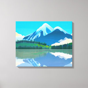 Schneebedeckte Berge in einem See Leinwanddruck