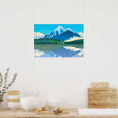 Schneebedeckte Berge in einem See Poster (Küche)