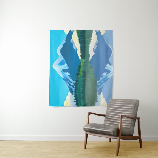 Schneebedeckte Berge in einem See Wandteppich (Beispiel)