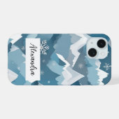 Schneebedeckte Berge Lagen Schneeflocken Winter iPhone 15 Hülle (Rückseite (Horizontal))