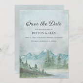 Schneebedeckte Berge Malersee Hochzeit Gerettet Save The Date (Vorne/Hinten)