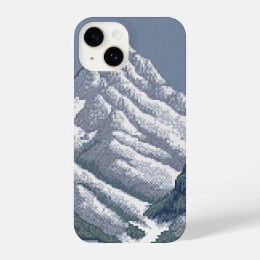 schneebedeckte Berge pixelig iPhone Hülle (Rückseite)