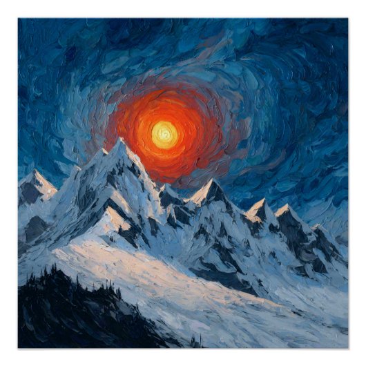 Schneebedeckte Berge Poster (Vorderseite)