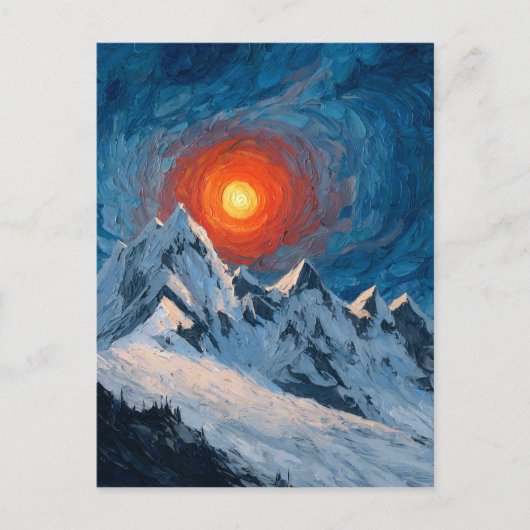 Schneebedeckte Berge Postkarte (Vorderseite)