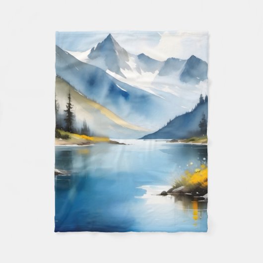 Schneebedeckte Berge und See Fleecedecke (Vorderseite)