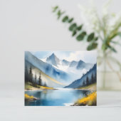 Schneebedeckte Berge und See Postkarte (Stehend Vorderseite)