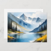 Schneebedeckte Berge und See Postkarte (Vorne/Hinten)