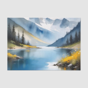 Schneebedeckte Berge und See Seidenpapier