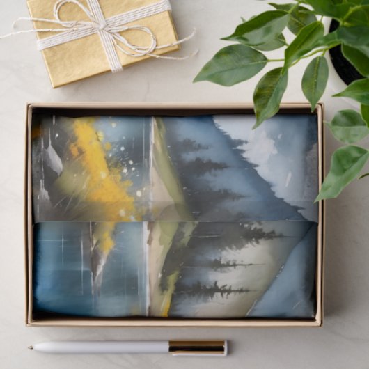 Schneebedeckte Berge und See Seidenpapier (Geschenk)