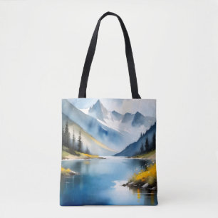 Schneebedeckte Berge und See Tasche