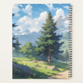 Schneebedeckte Berge und üppiger Grünwald Planer (Rückseite)