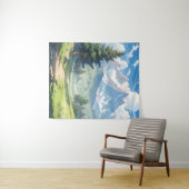 Schneebedeckte Berge und üppiger Grünwald Wandteppich (Beispiel (Horizontal))