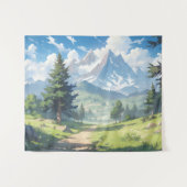 Schneebedeckte Berge und üppiger Grünwald Wandteppich (Vorderseite (Horizontal))