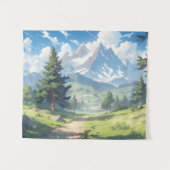 Schneebedeckte Berge und üppiger Grünwald Wandteppich (Vorderseite (Horizontal))